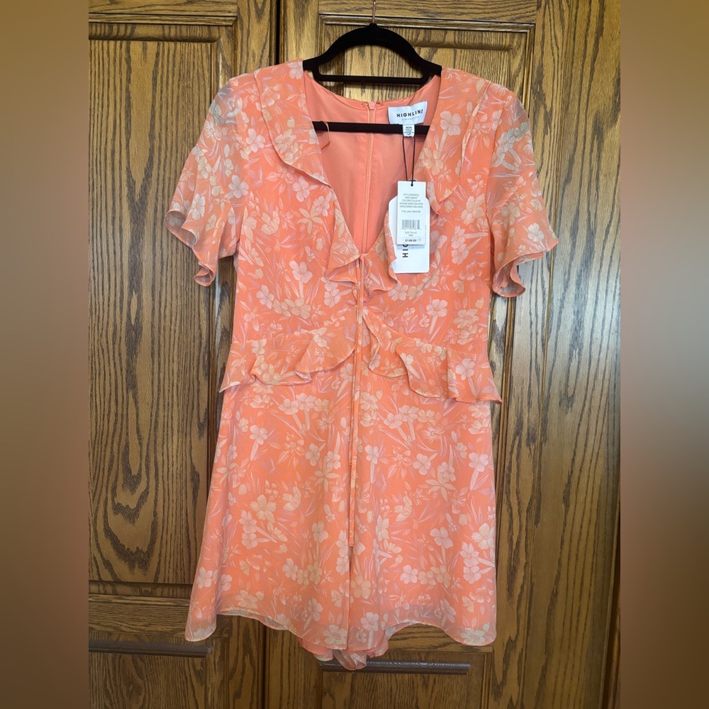 Highline collection Orange Garden Floral romper - new with tags size medium